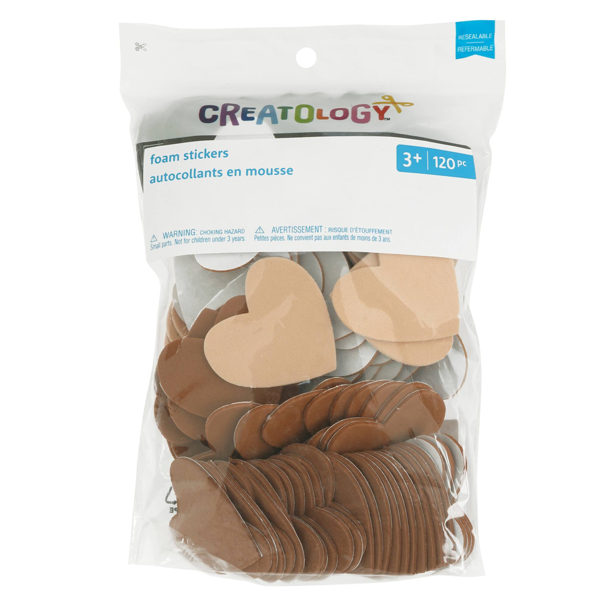 Neutrals Heart Foam Stickers by Creatology®, 120ct.